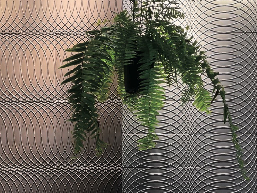 Architectural wall surface with a woven relief texture